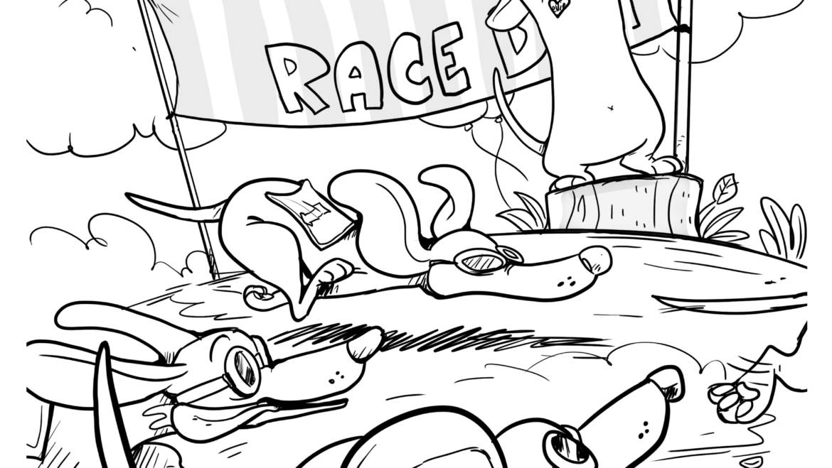 Ellie the Wienerdog Coloring Page – Off to the Races