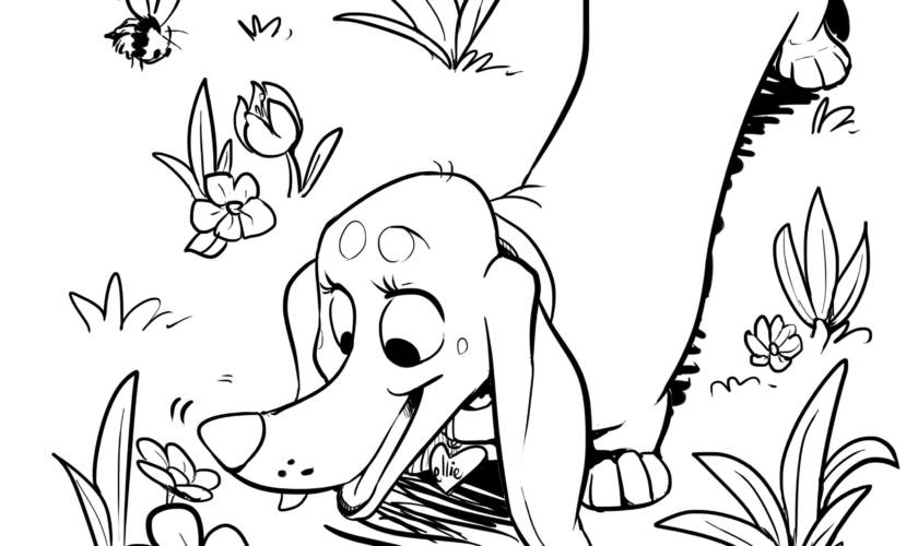 Ellie the Wienerdog’s Spring Coloring Page