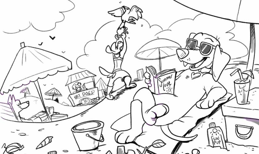 Ellie the Wienerdog Summer Fun Coloring Page