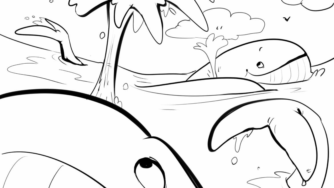 Ellie the Wienerdog Whale of a Tale Coloring Page