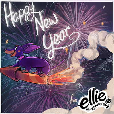 Ellie the Wienerdog Celebrates New Years Eve