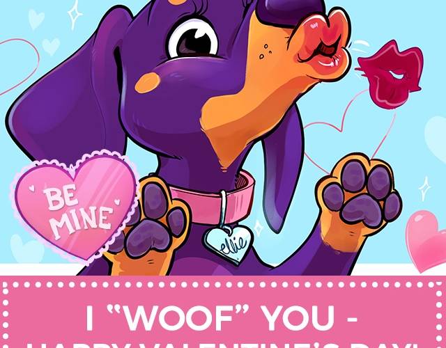 Ellie the Wienerdog Celebrates Valentines Day