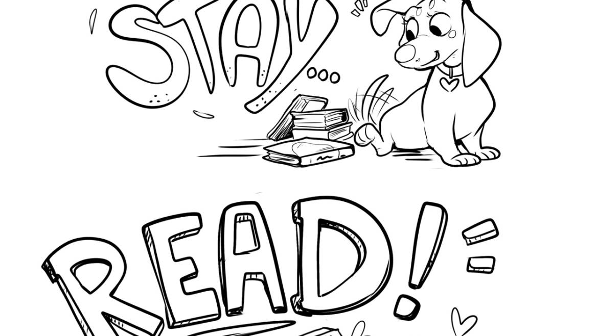Ellie the Wienerdog Sit-Stay-Read Coloring Page
