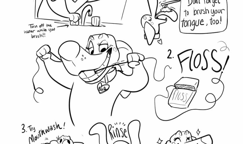 Ellie the Wienerdog’s Tooth Care Coloring Page