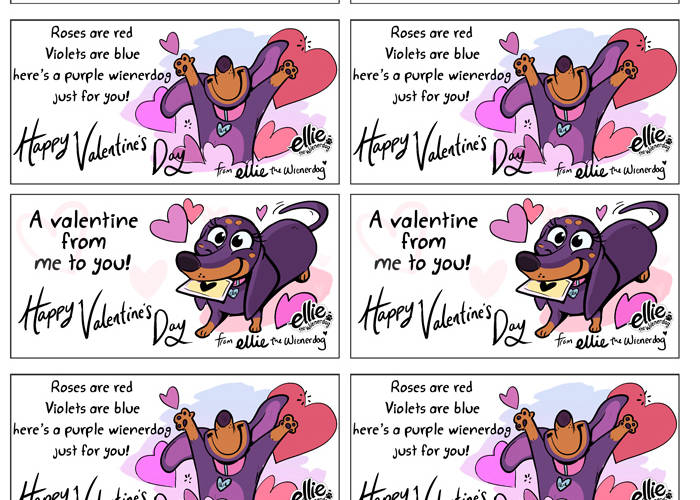 Ellie the Wienerdog’s Valentine’s Day Cards – Just for You