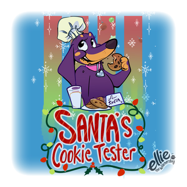 Ellie the Wienerdog Santa's Cookie Tester art