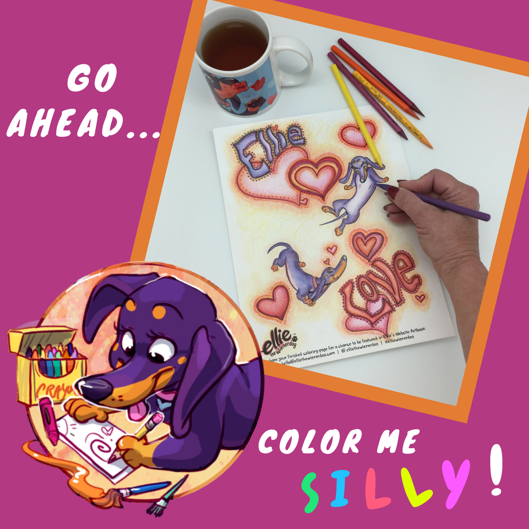 Ellie the Wienerdog’s “Love” Coloring Page